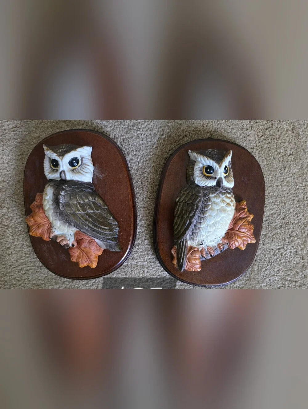 Vintage Mid-Century Modern 3D ceramic and wood owl Decor | Guc